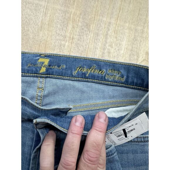 Seven For All Mankind 7 Josefina Skinny Boyfriend Sz 27 NWTs Button Fly Stretch - Picture 2 of 5